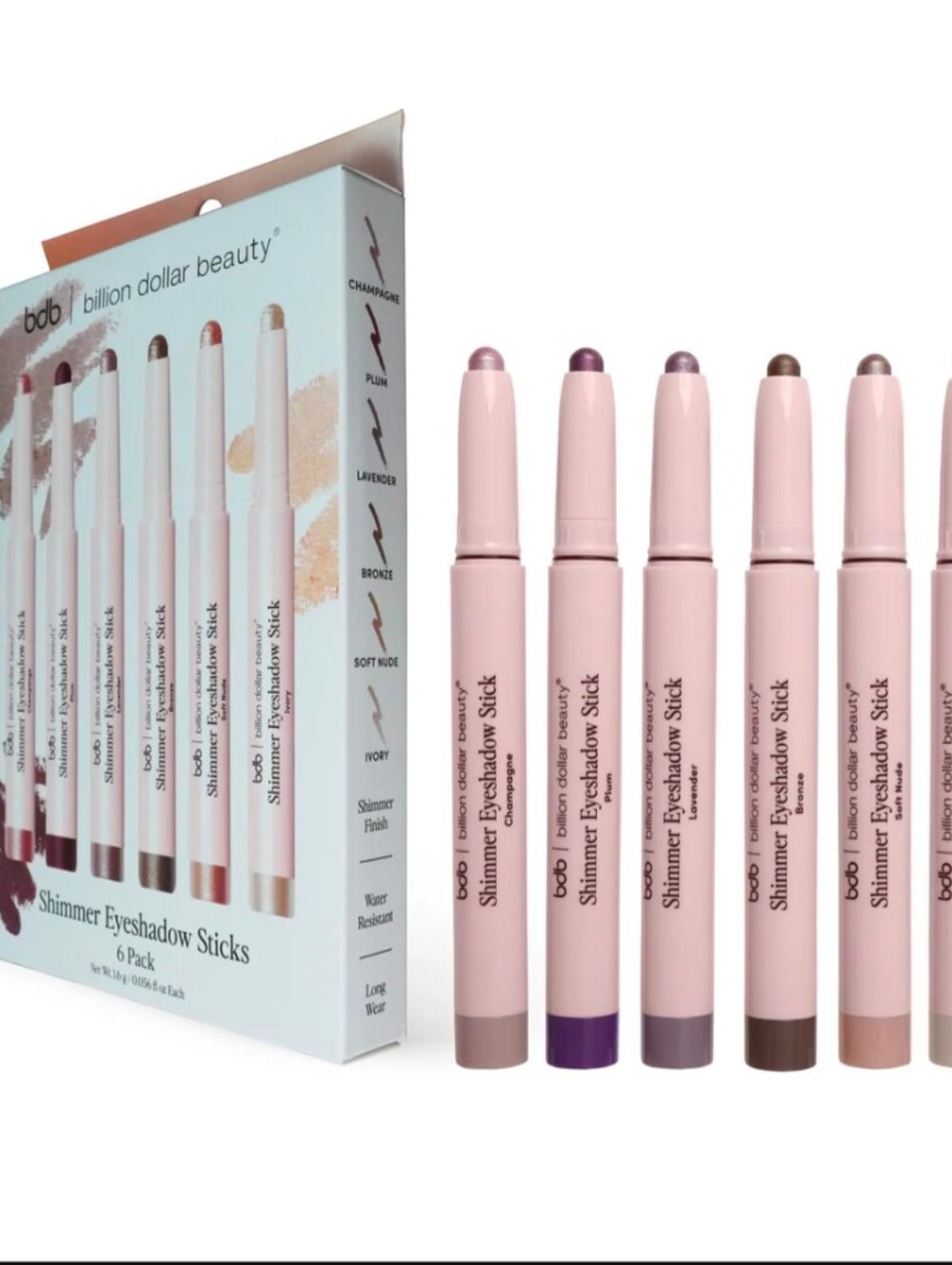 Billion Dollar Beauty Shimmer Eyeshadow Sticks (6 Pack)-New